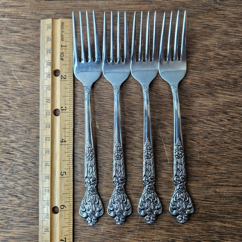 Versailles by MSI Japan Stainless Steel Salad Forks Set of 4 Floral Rose Ornate